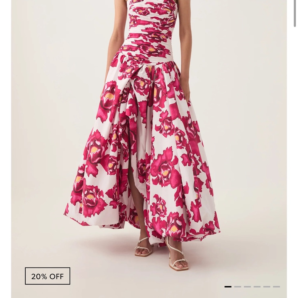 Floral Pink and White Maxi Dress - Wedding / Black Tie